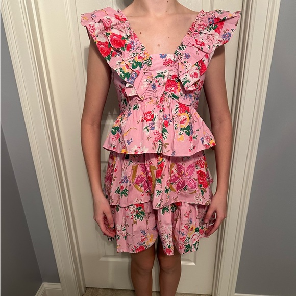 NWT Laura Ashley Pink Floral Ruffle Kentucky Derby Mini Dress - Picture 4 of 10